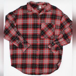 Divided by H&M Women’s XS Red Black White Plaid Button-Up Shirt